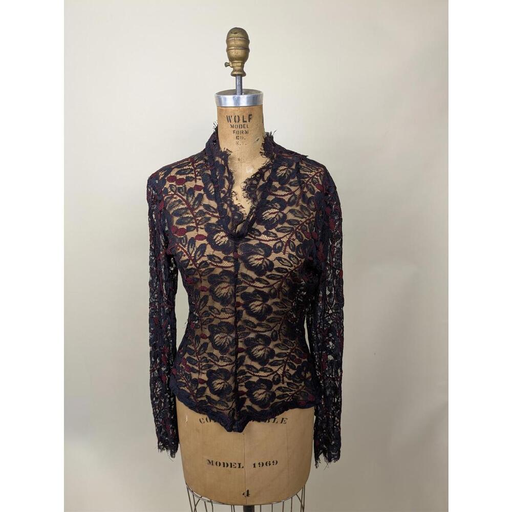 1980's norma kamali lace Whimsigoth top